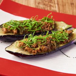 Autumn eggplant with duck miso sauce