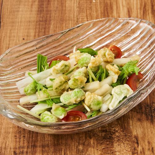 枝豆の天ぷらと大根のサラダ～わさび風味～