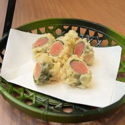 明太子　大葉巻きの天ぷら