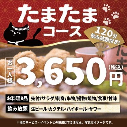 <10月/11月> Party Now～TAMA最受歡迎的套餐【附120分鐘生啤酒無限暢飲】