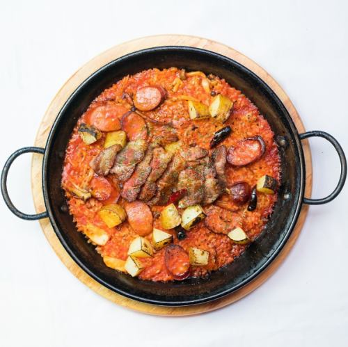 [Tomato] Spicy tomato paella with Iberico pork and chorizo (2 servings)