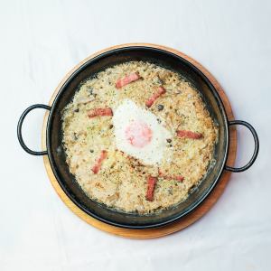 [Cream] Bacon and mushroom carbonara paella (2 servings)