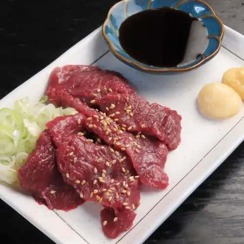 Horse sashimi short ribs with special soy sauce for horse sashimi