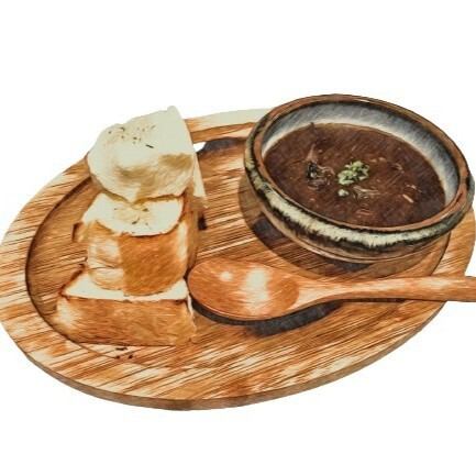 牛すじトマト味噌煮込トースト付/Beef tendon stew in red wine miso