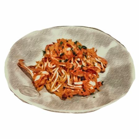 今宵は贅沢に渡り蟹のトマトクリームパスタ/Tomato cream pasta with crab