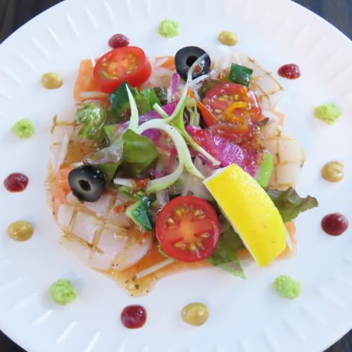 サーモンホタテカルパッチョ/海老天巻き