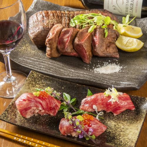 【PACOオリジナル】コスパ◎肉寿司＆牛タンステーキ他全10品＋120分飲み放題付き3800円（税込）