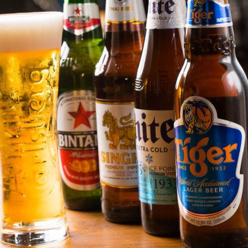 【WEB限定 1000円でアジアンビール3種飲み放題】アジアンビール3種90分飲み放題！60分後LOです。