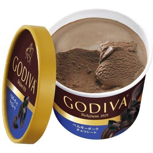 Godiva Cup Ice Cream "Belgian Chocolate | Creme Brulee | Hazel Praline & Heart Chips"