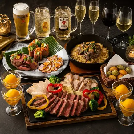 【肉極みコース】前菜からメインまで肉尽くしの全9品＋飲み放題付き／3時間