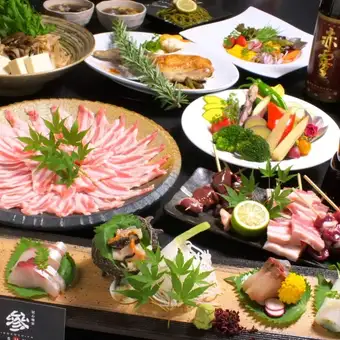 当日予約OK【鹿児島県産夢幻豚のしゃぶ鍋付】　120分飲み放題付　おまかせコース5500円