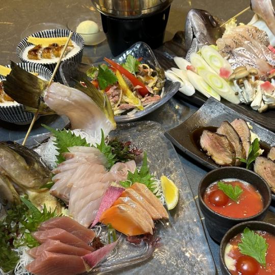期間限定!【特別海鮮コース】姿盛り刺身盛合せや真鯛しゃぶしゃぶなど料理7品120分飲み放題