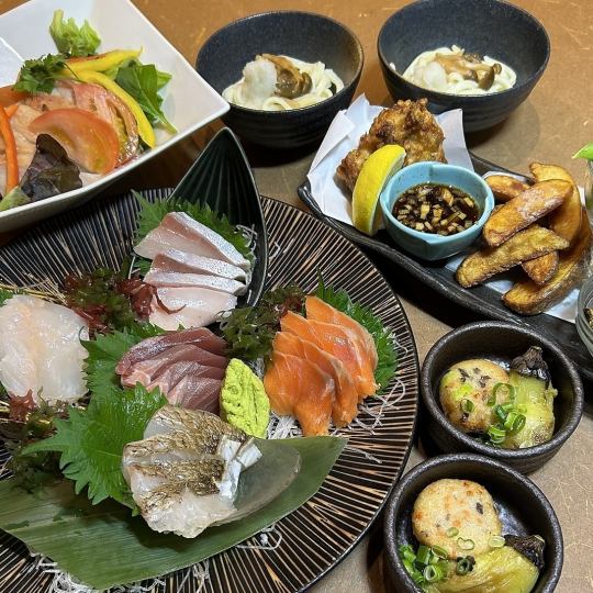 Starting in September, [Sashimi Course] 5 kinds of sashimi, 5 dishes including assorted snacks + 120 minutes of all-you-can-drink
