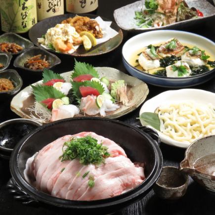 【季節お料理盛りだくさん】豚の陶板焼き、お造り盛り合わせなど全7品 4180円(税込)