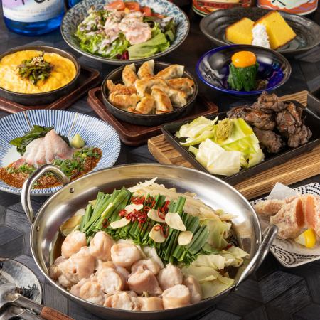 Two kinds of sashimi and a choice of mizore nabe or motsunabe as the main course. [Enjoyment Course] 2.5 hours all-you-can-drink, 8 dishes, 3,500 yen