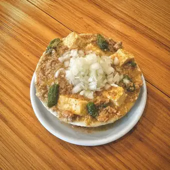 背脂かけ。白い麻婆豆富