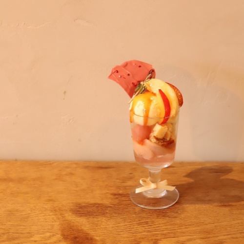 Peach and plum sundae