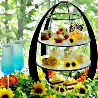 平日限定：Night Afternoon Tea×向日葵Colorの3段タワー×パスタDinner×1ドリンク+Cafe￥6,270-