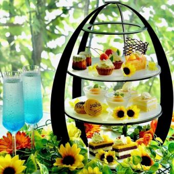 平日限定:Night Afternoon Tea×向日葵Colorの3段タワー×パスタDinner×2ドリンク+Cafe ￥7,150-