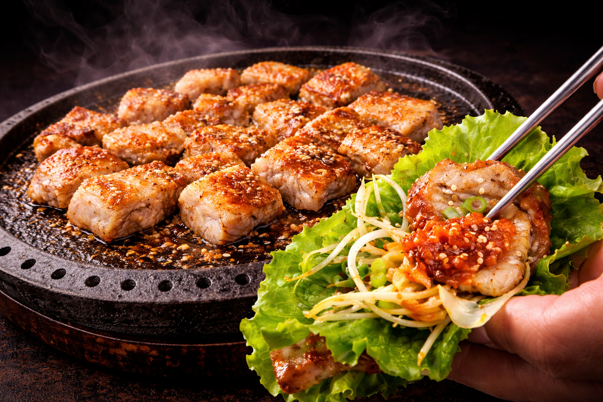 上質な豚肉を新鮮なサンチュで包んでお召し上がりください♪