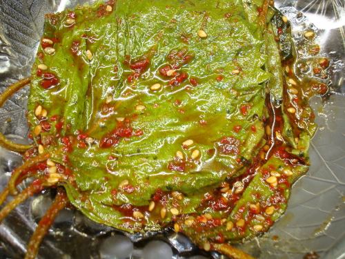 Pickled sesame leaves in soy sauce