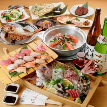 冬季派对:11道菜套餐:6,000日元(含税)<5种刺身和握寿司>包含120分钟无限畅饮!