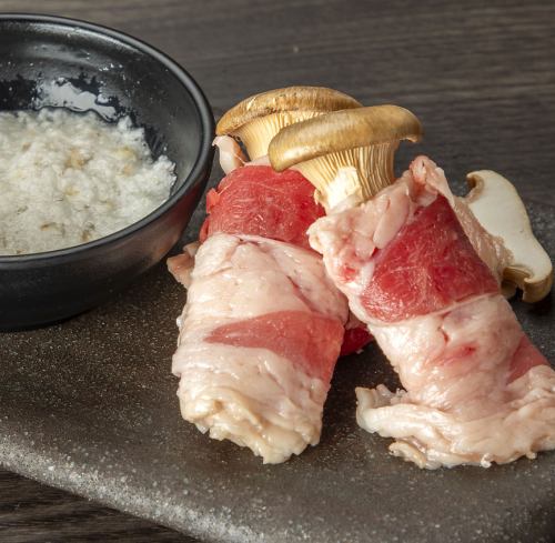 エリンギの牛カルビ焼き～とろろポン酢とともに～