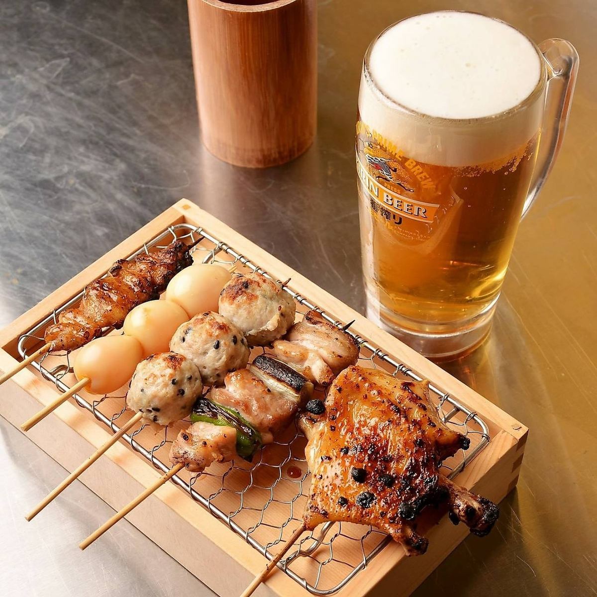 Welcome to the store alone! All-you-can-drink 30 minutes & Omakase 5 skewers set 1,000 yen popular!