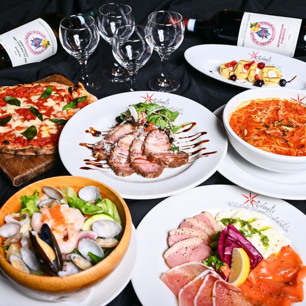 【飲み放題40種×定番イタリアン】コースは2時間飲み放題！ピザにパスタにメインのお肉でボリューム◎
