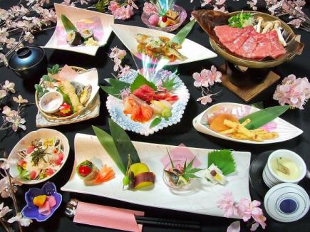 Night-only "Oga Course with 120 minutes all-you-can-drink" 6,500 yen, Hida beef and seasonal ingredients individual kaiseki.