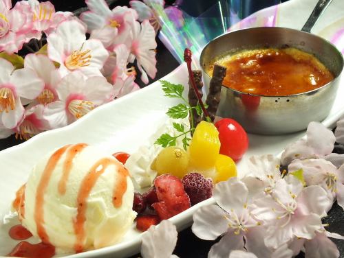 クリームブリュレ　バニラアイス添え