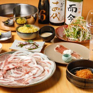 [Roku] Carefully selected domestic pork & Agu pork tasting shabu-shabu 8,000 yen (tax included) course