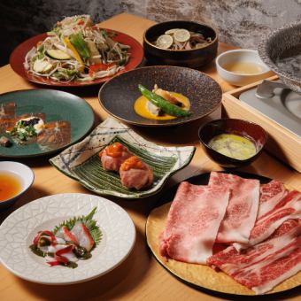 《Takumi》Caviar, abalone, sea urchin, and other high-quality ingredients, Yamagata beef & Mizuho beef, premium shabu-shabu course, 15,000 yen