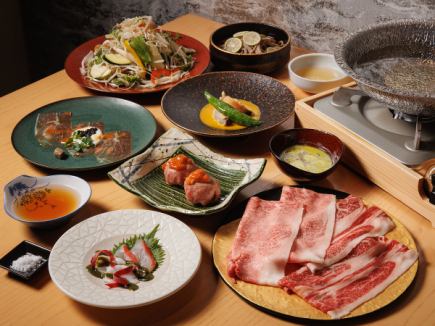 《Takumi》Caviar, abalone, sea urchin, and other high-quality ingredients, Yamagata beef & Mizuho beef, premium shabu-shabu course, 15,000 yen