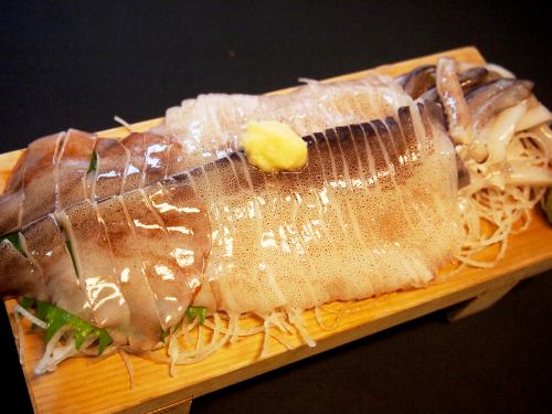 Whole Japanese flying squid sashimi