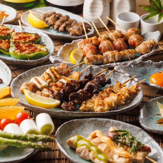 組数限定!『松コース』本日の焼き鳥2種盛りや名物チキン含9品 2時間飲み放題付 5500円⇒4500円