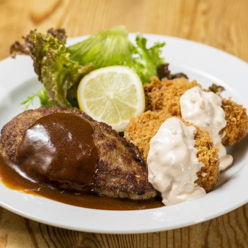 三ッ星デミハンバーグ(150g)&広島県産大粒カキフライ