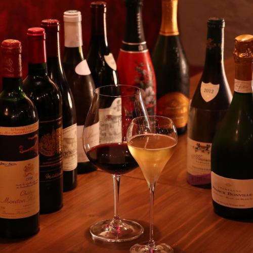 豊富なワインやシャンパン