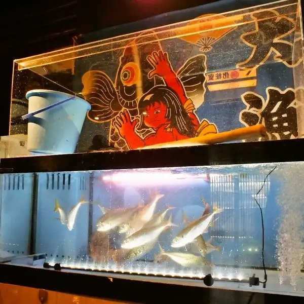 お酒と魚がズラリと並んでます！地酒やプレミア焼酎も☆世代を問わず楽しめる純和風空間でお楽しみください♪