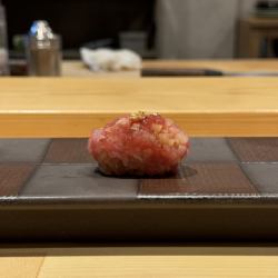 Fatty tuna and octopus rice ball