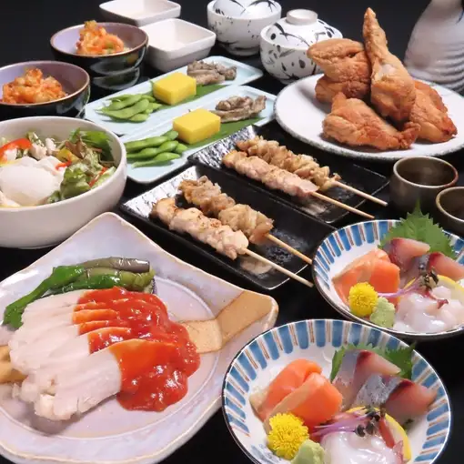 【9月起】新潟特產!含半炸雞、刺身拼盤等9道菜+100分鐘暢飲,僅需7,000日圓(含稅)