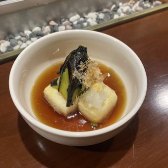 炸豆腐配炸茄子