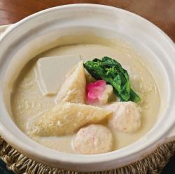 海老湯葉巻きの豆乳小鍋