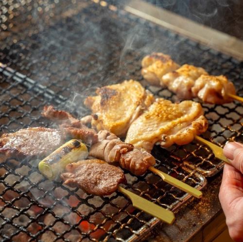 一本一本丁寧に炭焼きでご提供