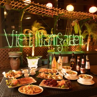 [2 hours all-you-can-drink] Beer Garden Plan A ★ Deep-fried spring rolls, steamed chicken pho, etc. {6 dishes total} 5,000 yen (tax included)