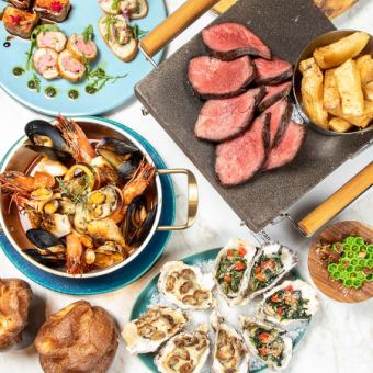 【プレミアムコース】サーロインステーキ×豊洲鮮魚×焼牡蠣/豪華料理全7品 (2026年1月～)