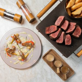 【シーズナルコース/2時間飲み放題】国産牛サーロイン/豊洲鮮魚など人気料理全7品