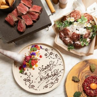 【アニバーサリーランチ】デザートプレート/ステーキなど全6品 〈乾杯スパークリング or 珈琲〉