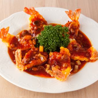 Spicy shrimp stir-fried with shrimp