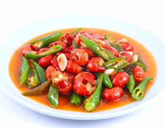 小炒龍蝦尾/ザリガニの尾、ピリ辛炒め